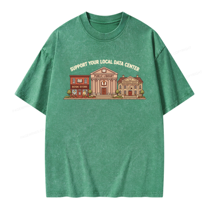 Pagewings Support Your Local Data Center Unisex Washed T-shirt