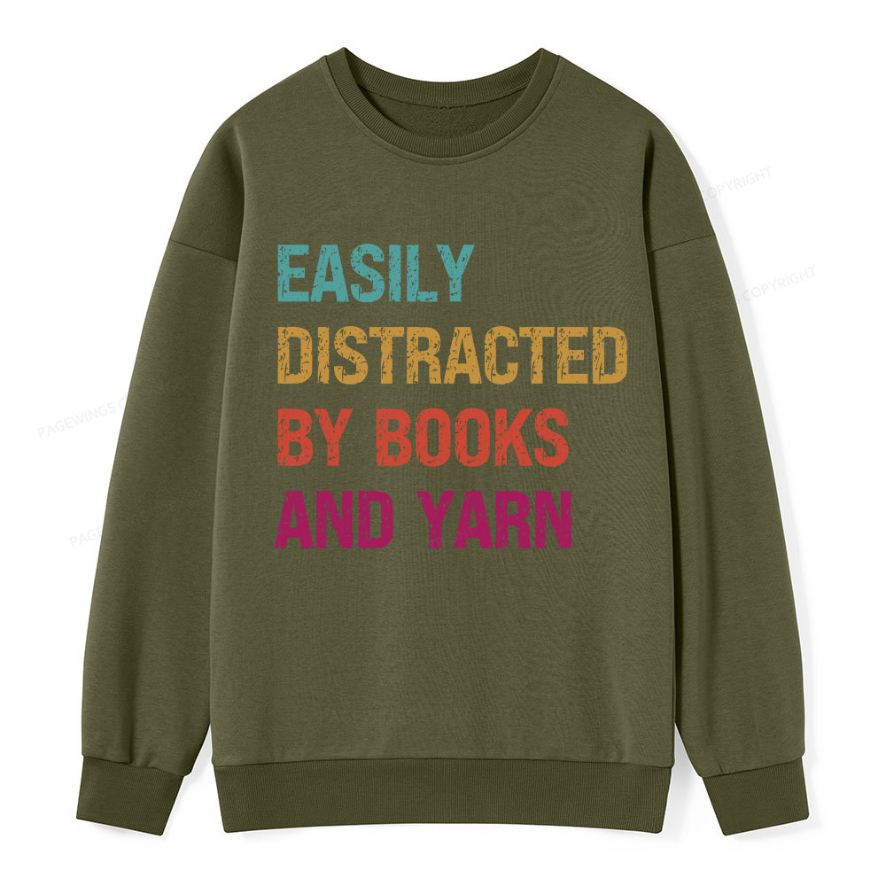 Pagewing Easily Distracted By Books And Yarn Unisex Classic Sweatshirt
