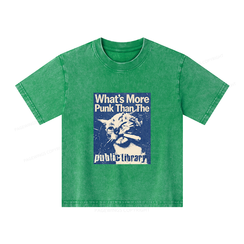 Pagewings What's More Punk Than The Public Library Unisex Kids Washed T-shirt