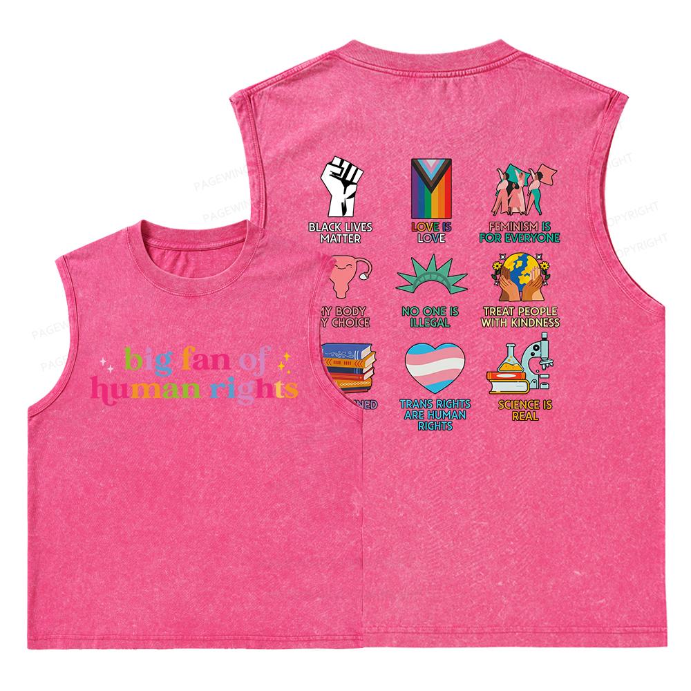Pagewings Big Fan Of Human Rights Unisex Washed Tank Top