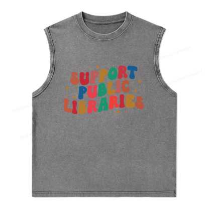 Pagewings Public Library Sweatshirt Unisex Washed Tank Top