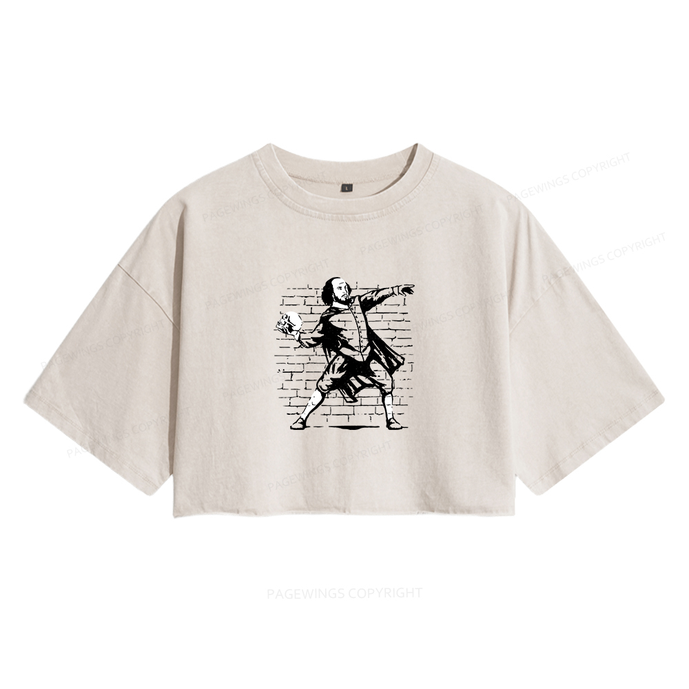 Pagewings The Poet Women's Washed Cropped T-shirt