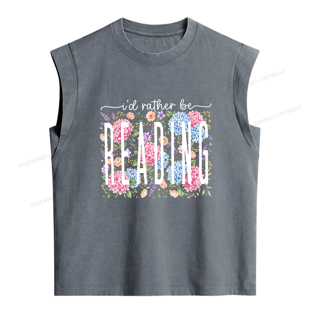 Pagewing I’d Rather Be Reading Bookish Women's Washed Tank Top