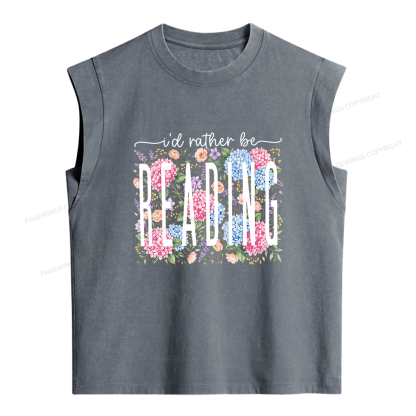 Pagewing I’d Rather Be Reading Bookish Women's Washed Tank Top