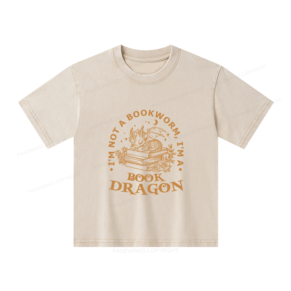 Pagewings I’m Not A Bookworm I’m A Book Dragon Unisex Kids Washed T-shirt