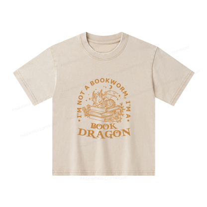 Pagewings I’m Not A Bookworm I’m A Book Dragon Unisex Kids Washed T-shirt