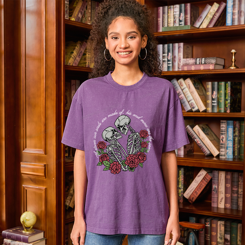 Pagewings Gothic Romance Skeleton Lovers Unisex Washed T-shirt