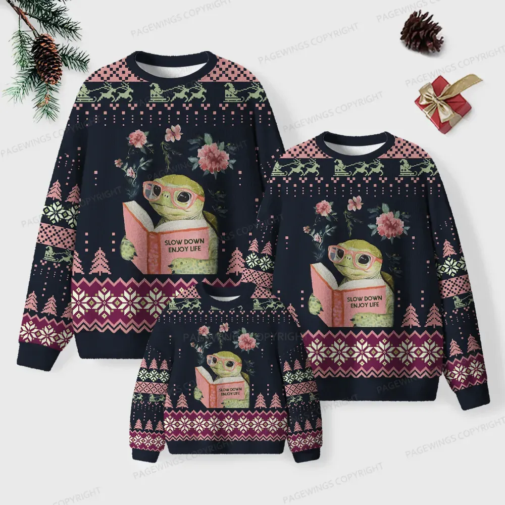 Pagewings Slow Down Enjoy Life Unisex Ugly Knit Sweatshirt