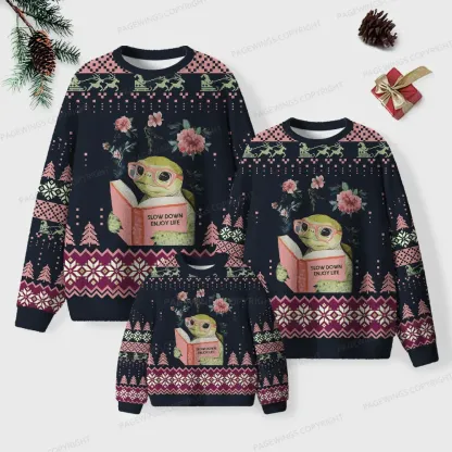 Pagewings Slow Down Enjoy Life Unisex Ugly Knit Sweatshirt