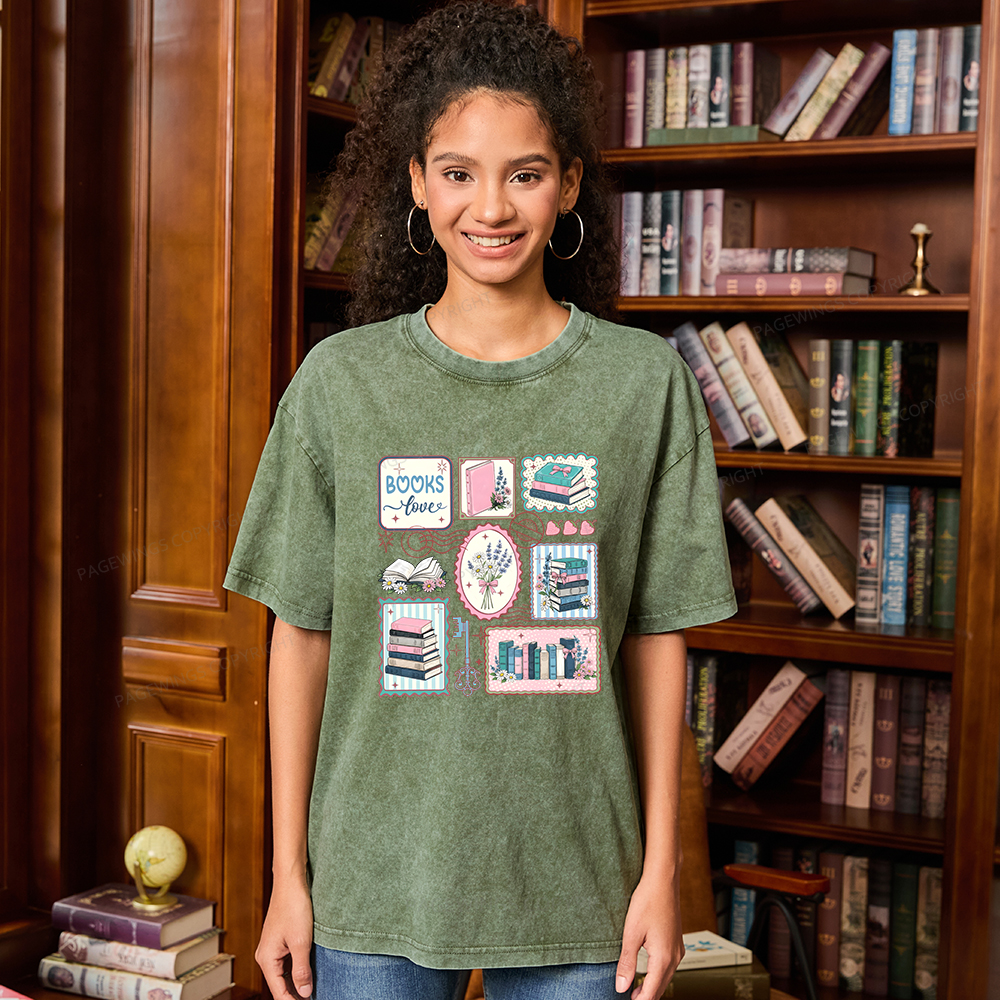 Pagewings Book Lover Book Club Unisex Washed T-shirt