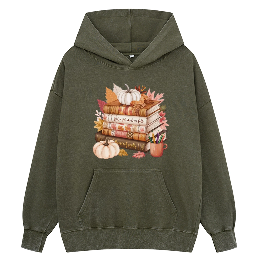 Pagewings Thanksgiving Fall Pumpkin Unisex Washed Hoodie