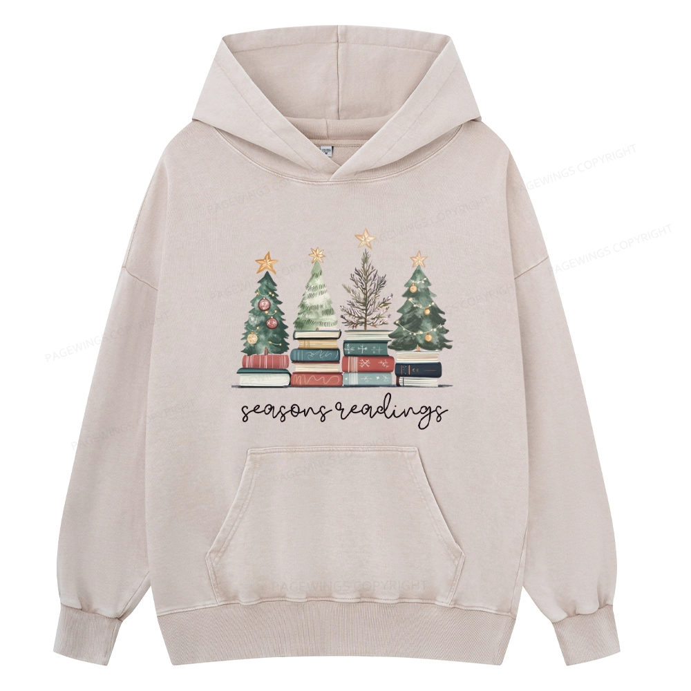 Pagewings Bookish Christmas Unisex Washed Hoodie