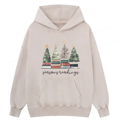 Pagewings Bookish Christmas Unisex Washed Hoodie
