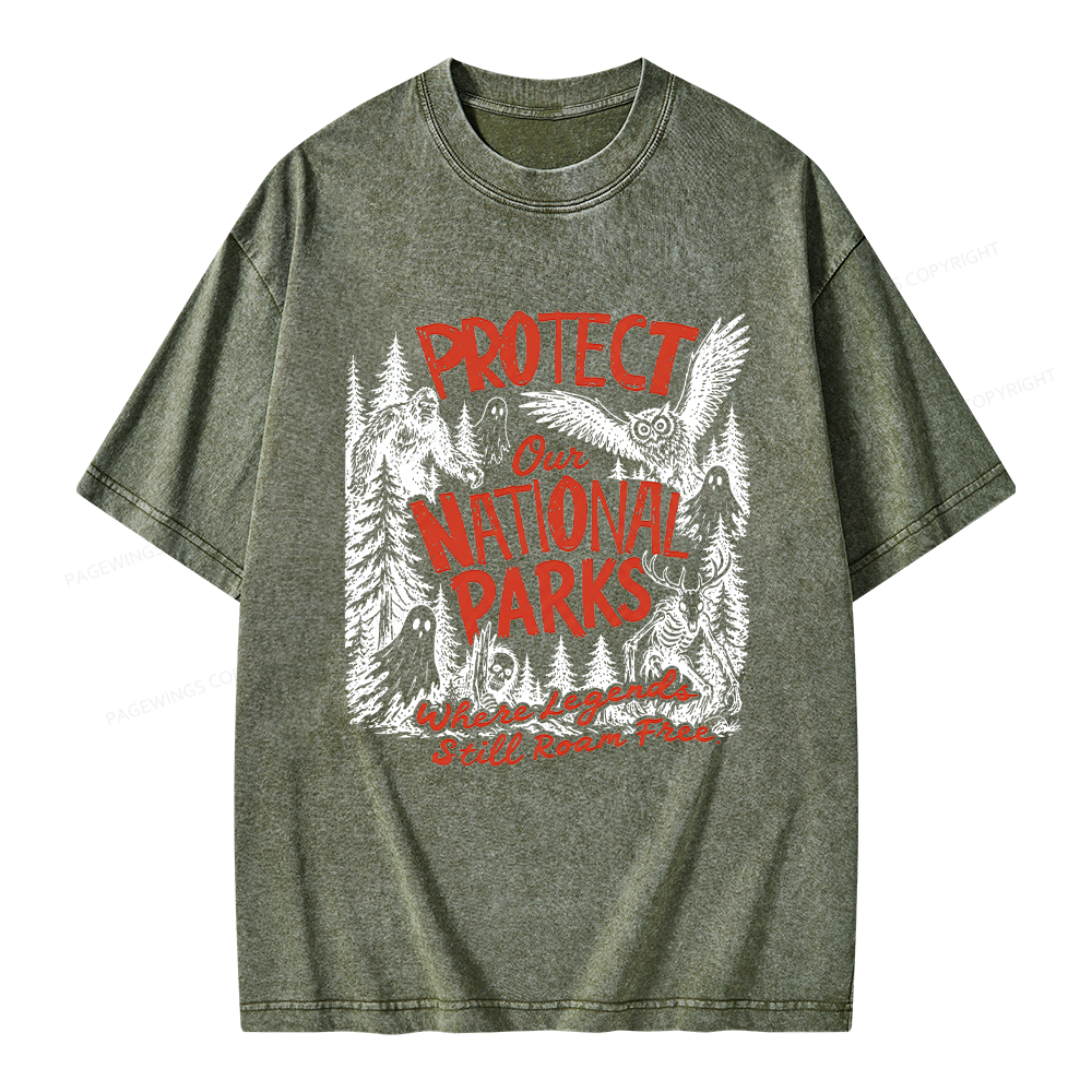Pagewings Protect National Parks Unisex Washed T-shirt