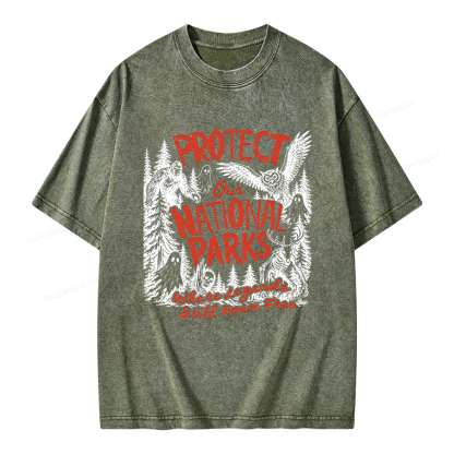 Pagewings Protect National Parks Unisex Washed T-shirt