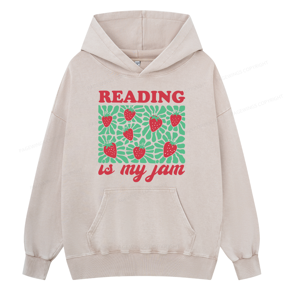 Pagewings Reading Is My Jam Unisex Washed Hoodie