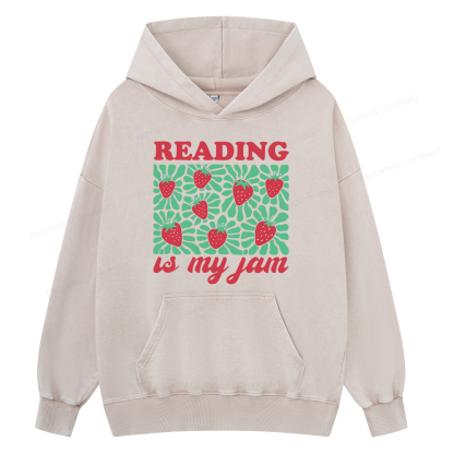 Pagewings Reading Is My Jam Unisex Washed Hoodie