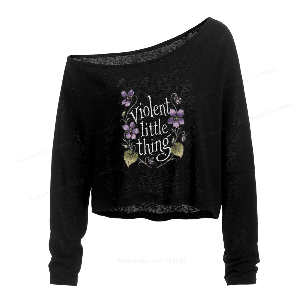 Pagewings Fantasy Book Lover Slouchy Long Sleeve Off Shoulder T-shirt