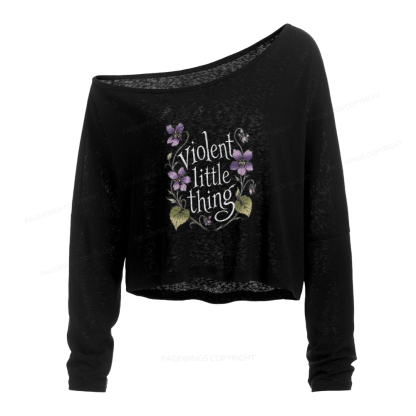 Pagewings Fantasy Book Lover Slouchy Long Sleeve Off Shoulder T-shirt