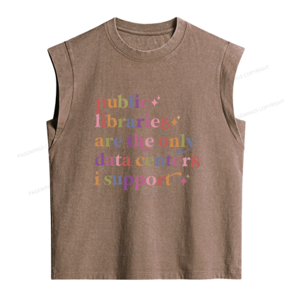 Pagewing Public Libraries Are The Only Data Centers Women's Washed Tank Top