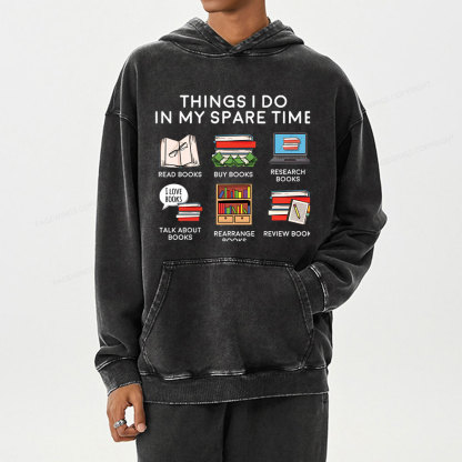 Pagewings Books Reading In My Spare Time Unisex Washed Hoodie