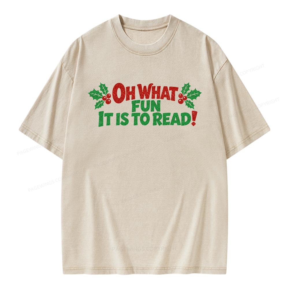 Pagewings Oh What Fun it is to Read Unisex Washed T-shirt