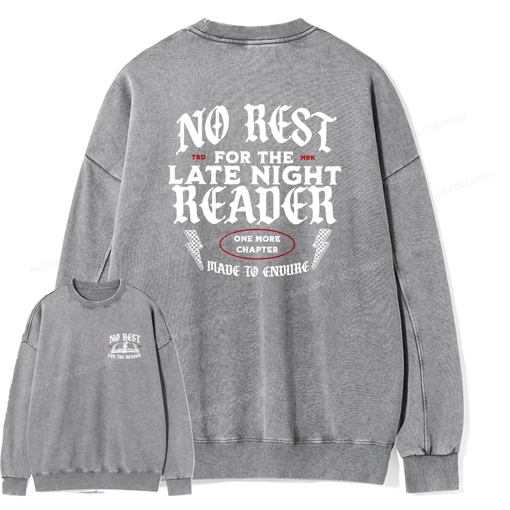 Pagewings No Rest For The Late Night Reader Unisex Washed Sweatshirt
