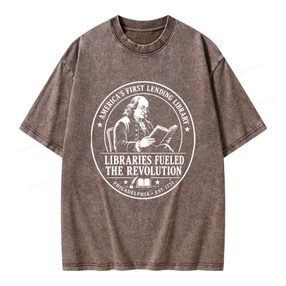 Pagewings Libraries Fueled the Revolution Unisex Washed T-shirt