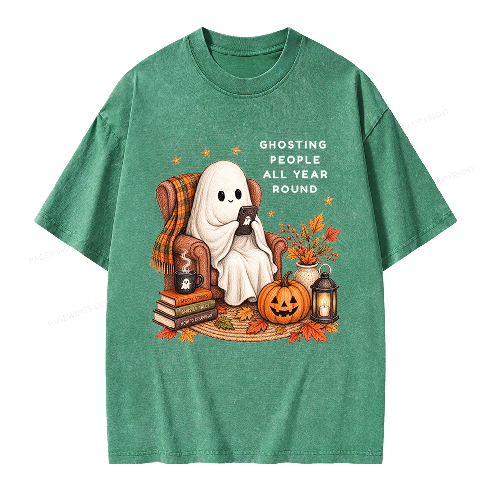 Pagewings Fall Coffee Bool Lover Unisex Washed T-shirt