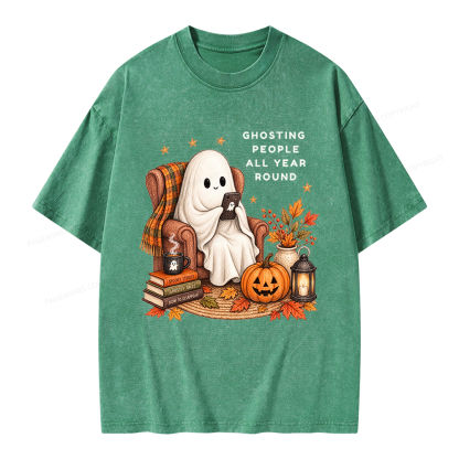 Pagewings Fall Coffee Bool Lover Unisex Washed T-shirt