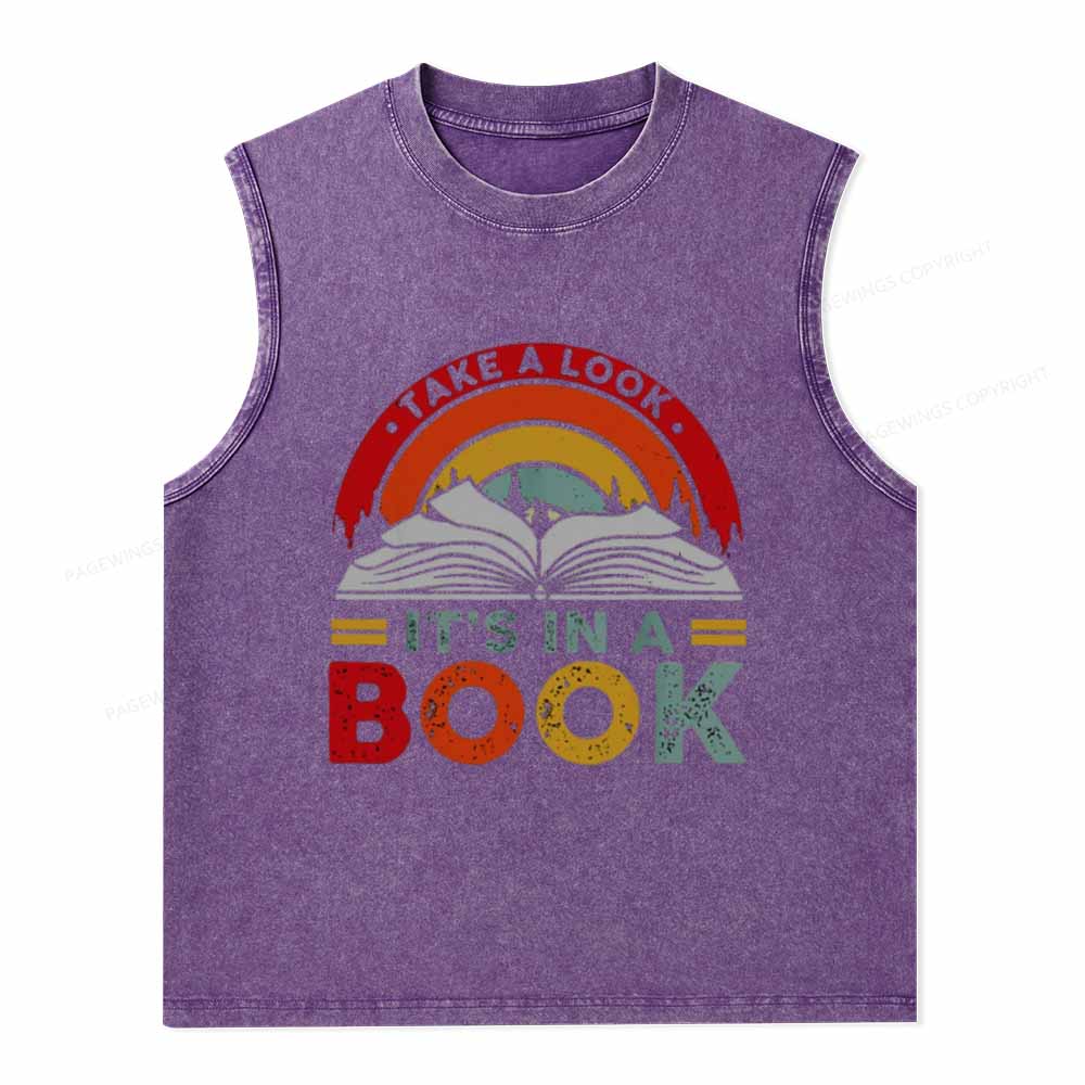 Pagewings Take A Look It's In A Book Unisex Washed Tank Top