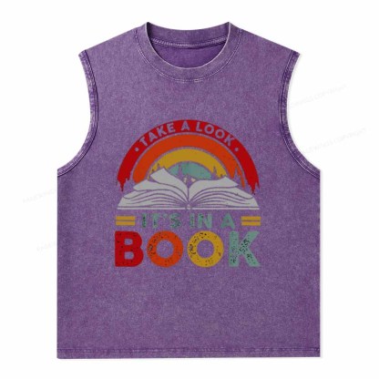 Pagewings Take A Look It's In A Book Unisex Washed Tank Top