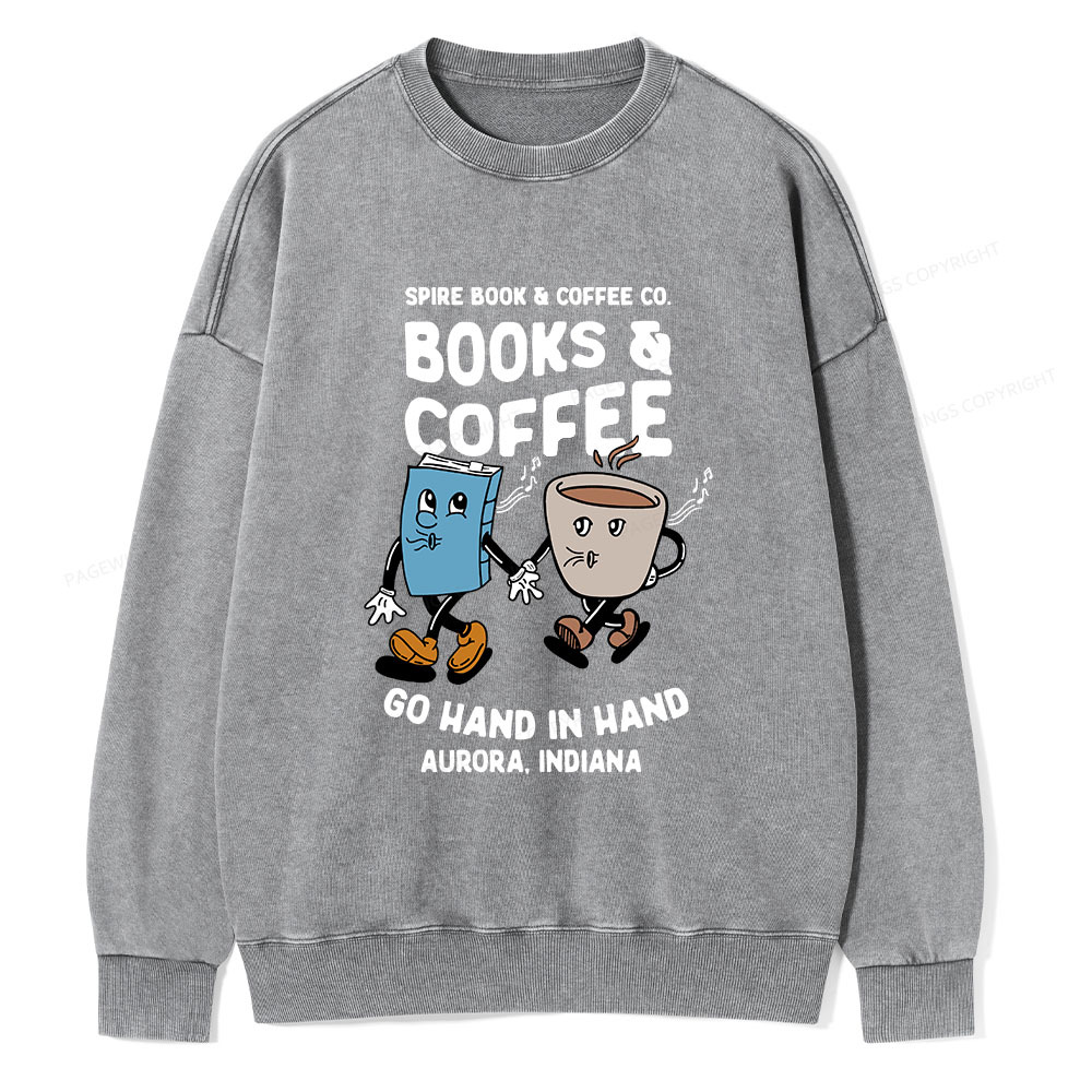 Pagewings Books Coffee Unisex Washed Sweatshirt