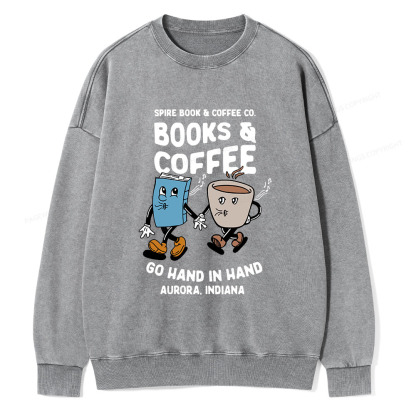 Pagewings Books Coffee Unisex Washed Sweatshirt