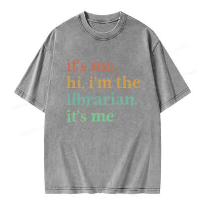 Pagewings It's Me Hi I'm The Librarian It's Me Unisex Washed T-shirt