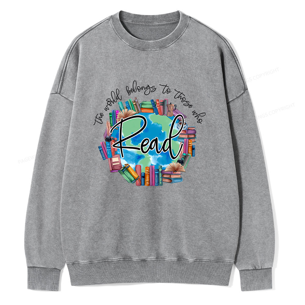 Pagewings World Belongs to Those Who Read Unisex Washed Sweatshirt