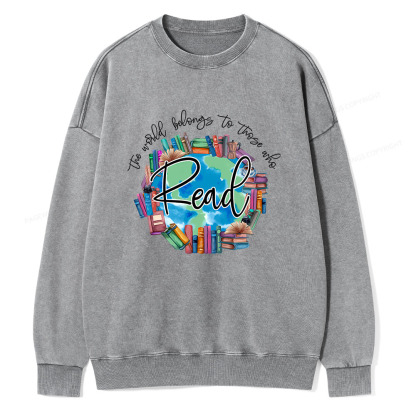 Pagewings World Belongs to Those Who Read Unisex Washed Sweatshirt