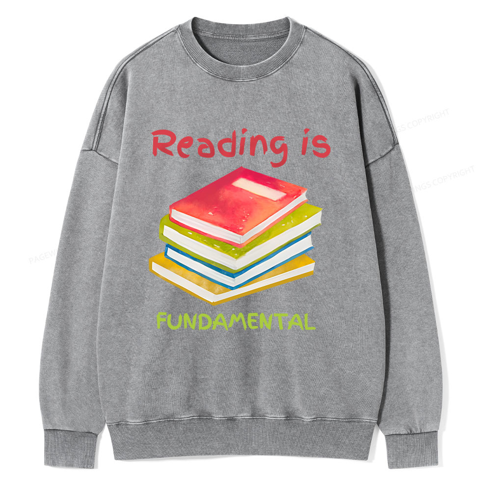 Pagewings Reading is Fundamental Unisex Washed Sweatshirt