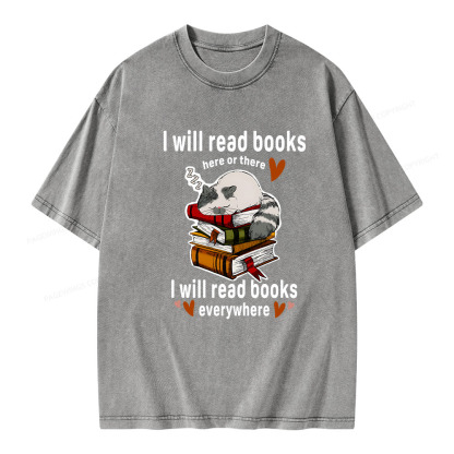 Pagewings I Will Read Books Here Or There Unisex Washed T-shirt