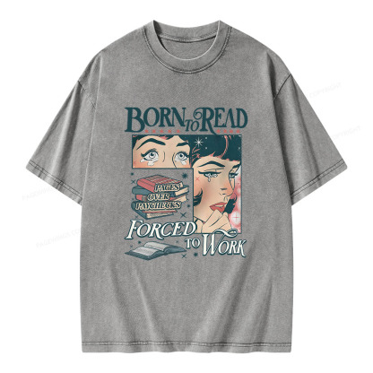 Pagewings Born To Read Bookish Comfor Unisex Washed T-shirt