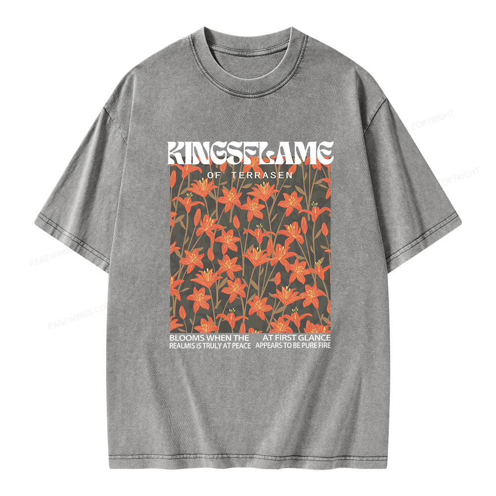 Pagewings Throne Of Glass Kingsflame Flower Aesthetic Unisex Washed T-shirt