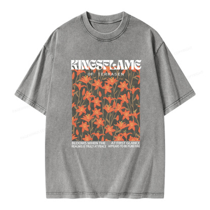 Pagewings Throne Of Glass Kingsflame Flower Aesthetic Unisex Washed T-shirt