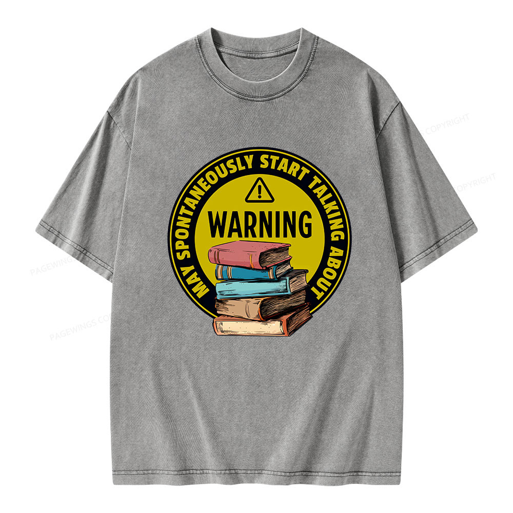 Pagewings Spontaneously Start Talking About Books Unisex Washed T-shirt