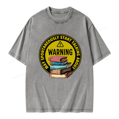 Pagewings Spontaneously Start Talking About Books Unisex Washed T-shirt