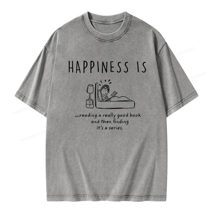 Pagewings Happiness Is...Reading A  Series Unisex Washed T-shirt