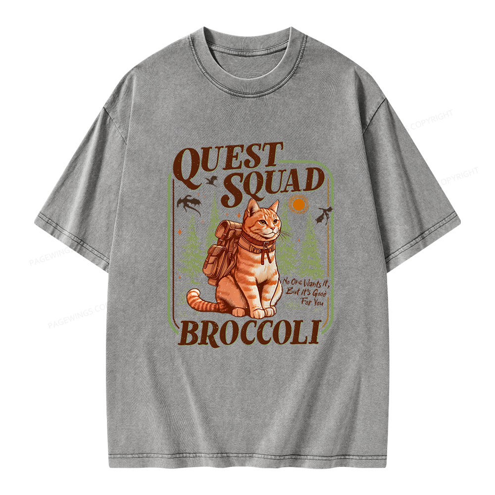 Pagewings Quest Squad Broccoli Unisex Washed T-shirt