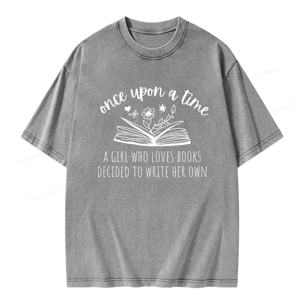 Pagewings Once A Book-Loving Girl Wrote Her Story Unisex Washed T-shirt