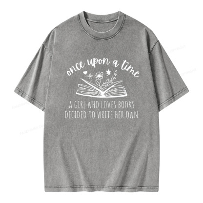 Pagewings Once A Book-Loving Girl Wrote Her Story Unisex Washed T-shirt