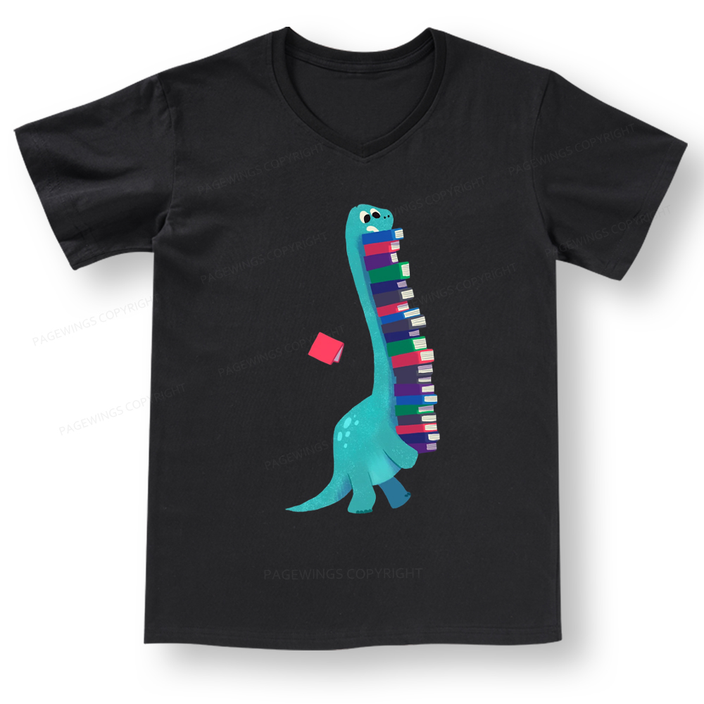 Pagewings Book Dinosaurs V-neck T-shirt