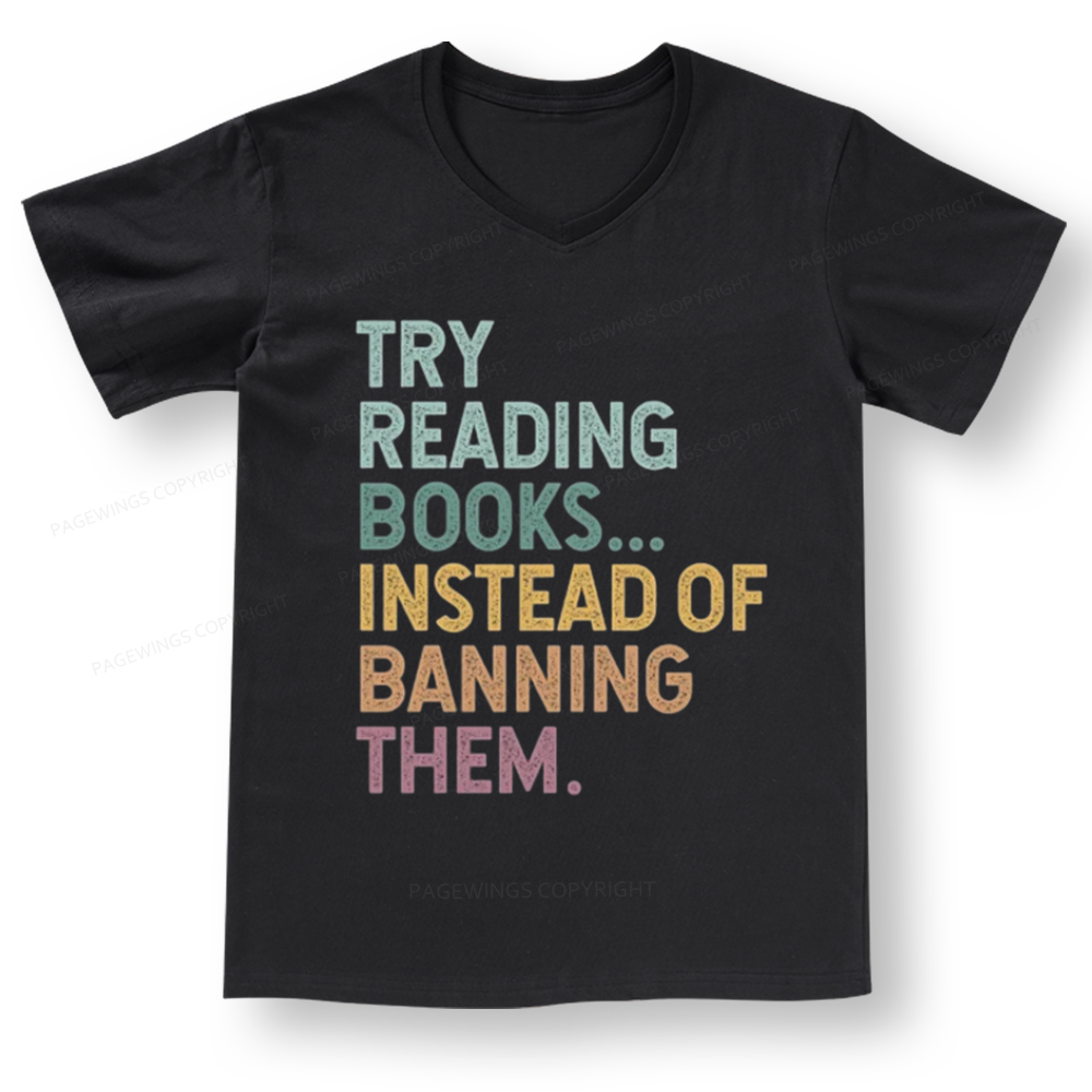 PagewingsTry Reading Books V-neck T-shirt